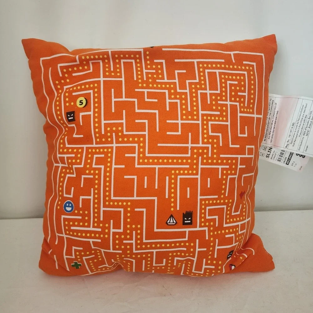 Ikea Slingrig Orange White Kids Video Game Throw Pillow 14